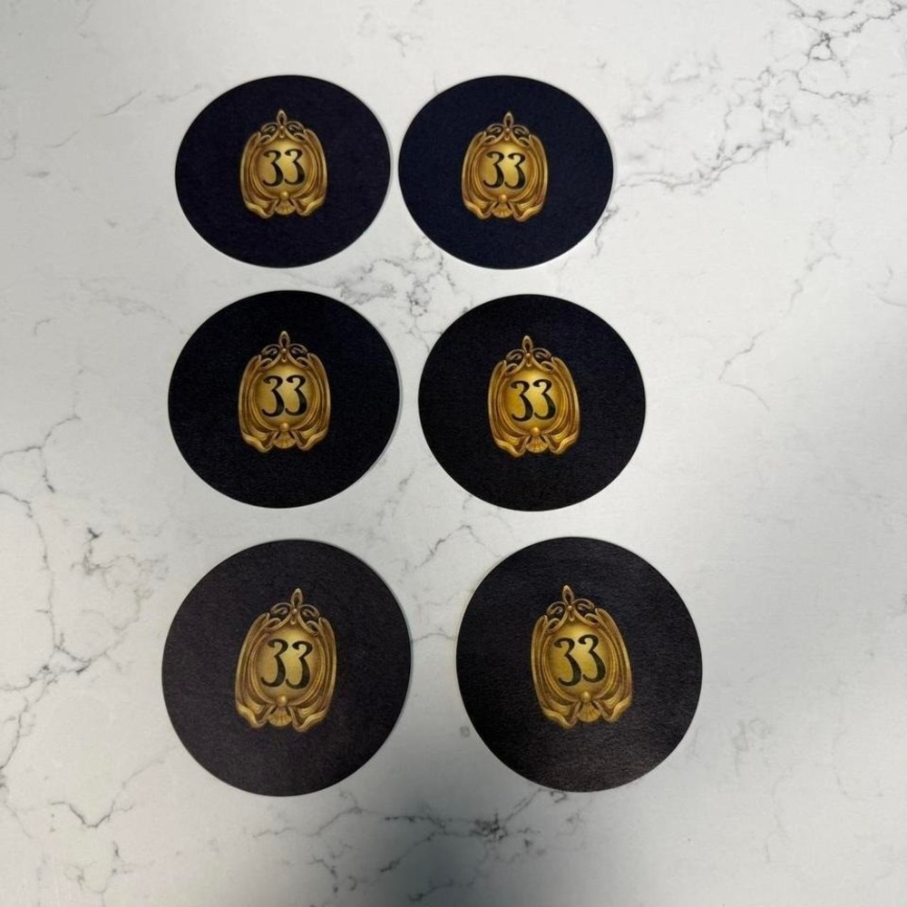 Disney Club 33 Exclusive Set of 6 Rare Cardboard Drink Coasters Disneyland